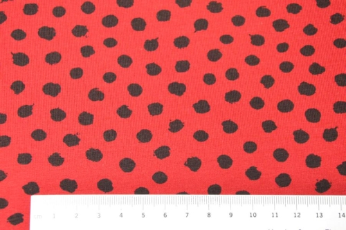 Jersey GOTS Dots Punkte dunkelrot